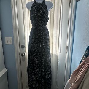 Elegant Black and White Polka Dot Dress